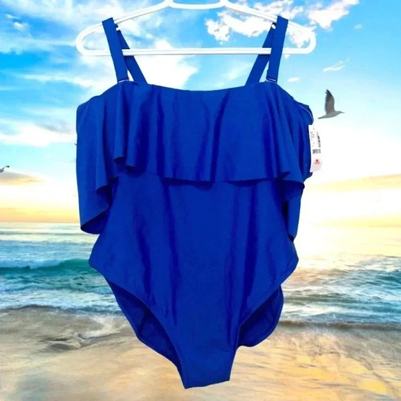 Addition Elle NWT 1 piece bathing suit with adjustable straps, royal  blue - Picture 3 of 13
